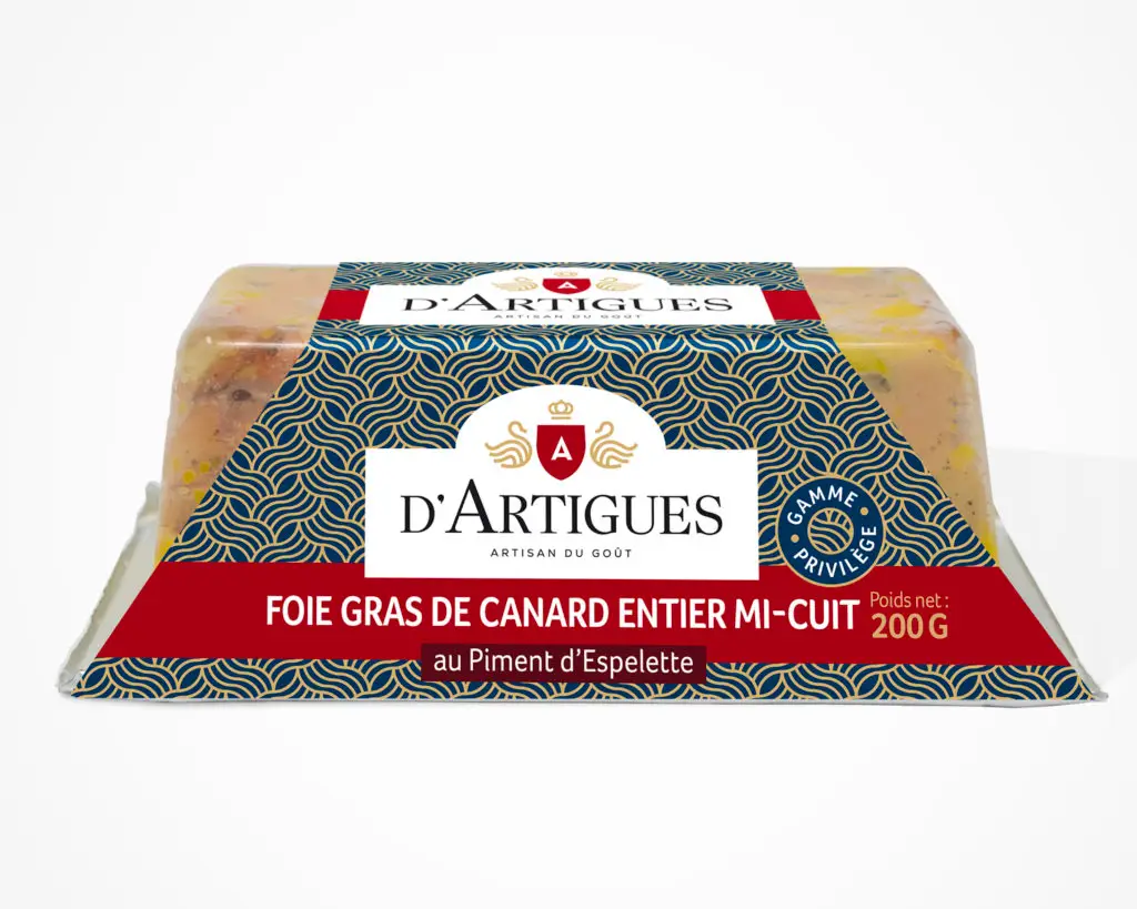 Bloc de foie gras de canard entier mi-cuit au piment d'Espelette d'Artigues