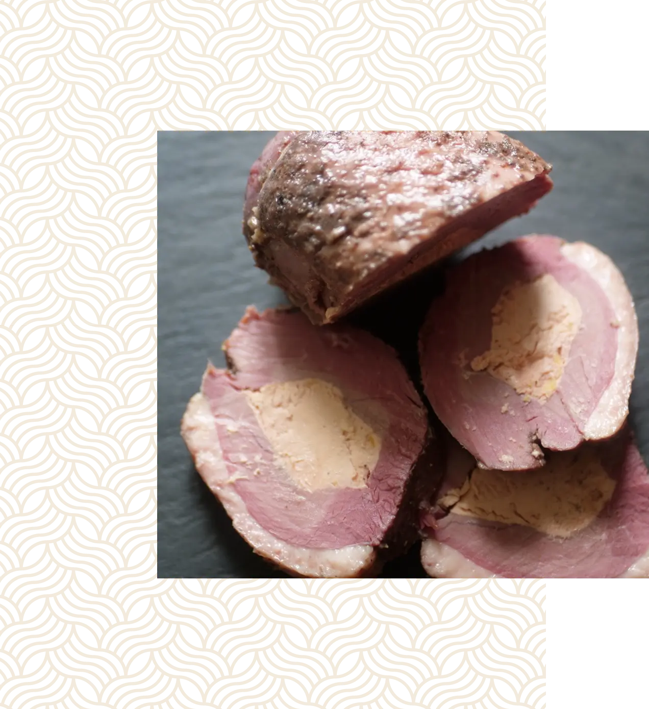 Magret de canard en tranche farci de foie gras d'Artigues