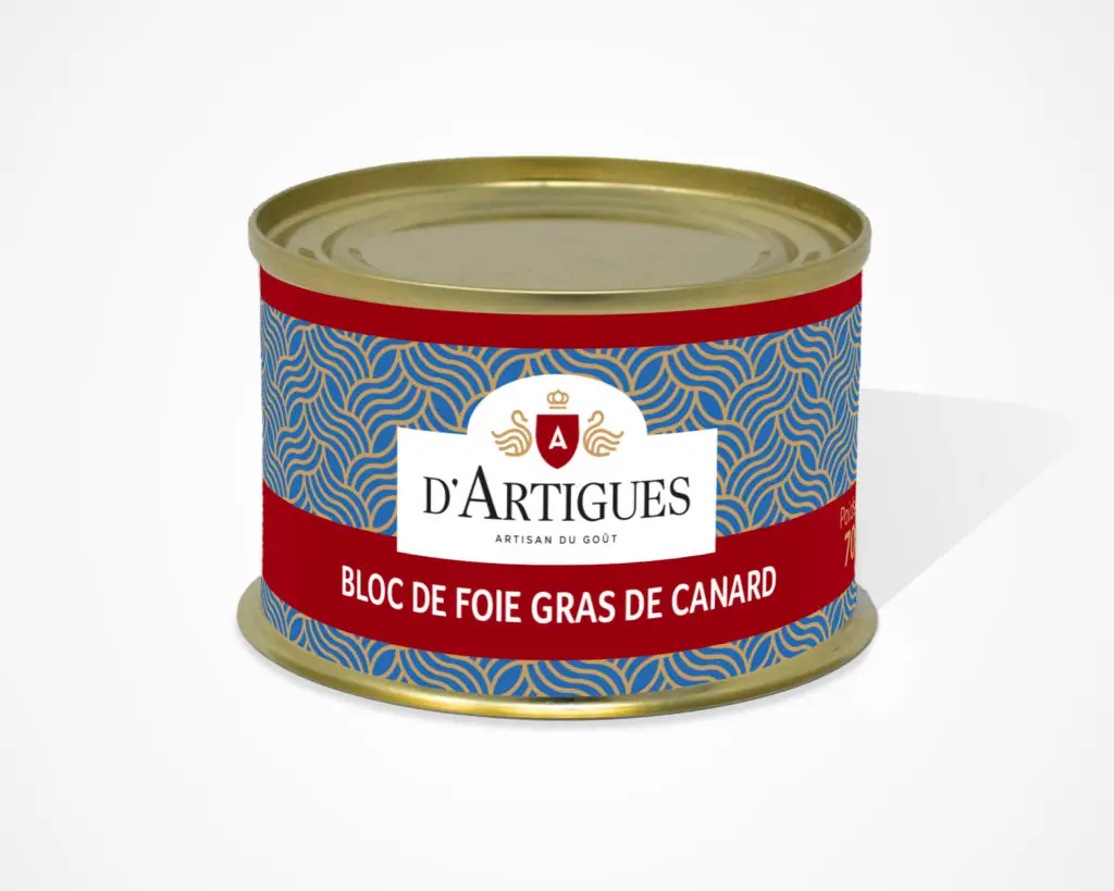 Conserve de bloc de foie gras de canard d'Artigues