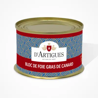 Conserve de bloc de foie gras de canard d'Artigues