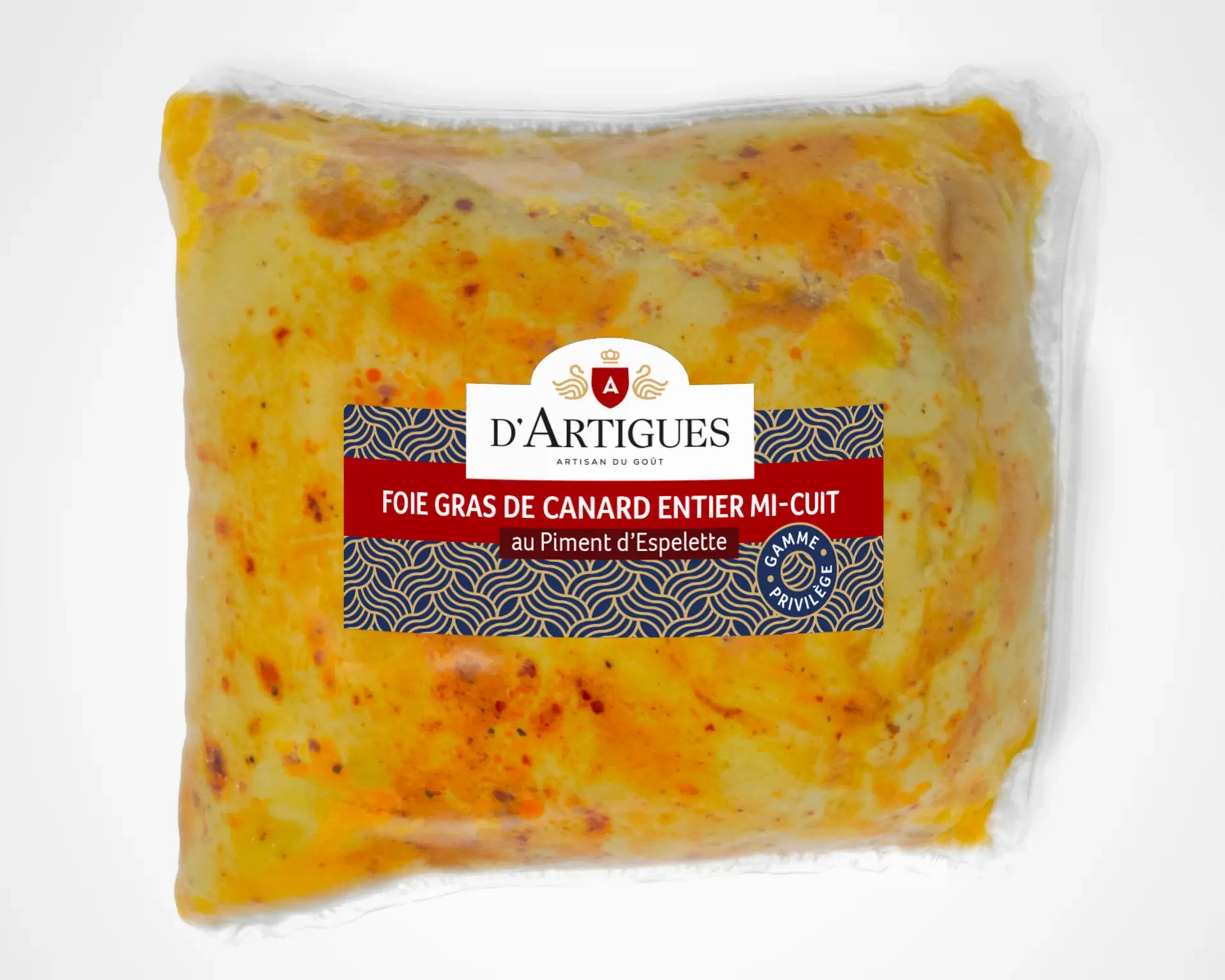 Foie gras de canard entier mi-cuit au piment d'Espelette sous vide d'Artigues