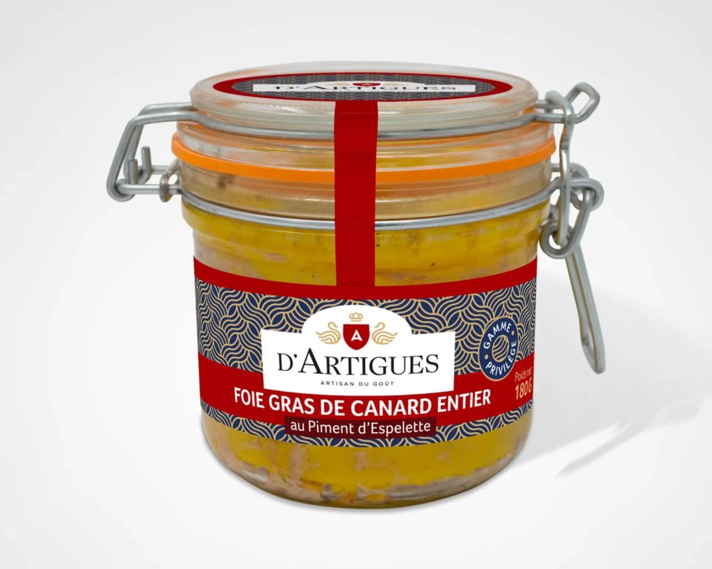 Bocal de foie gras de canard entier au piment d'Espelette d'Artigues